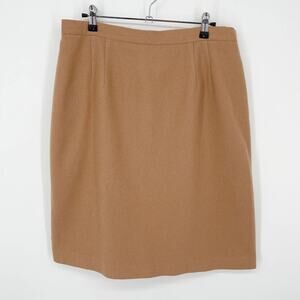 Michele VINTAGE 100% Wool Skirt Solid Lined Pencil Knee Length Tan Size 16